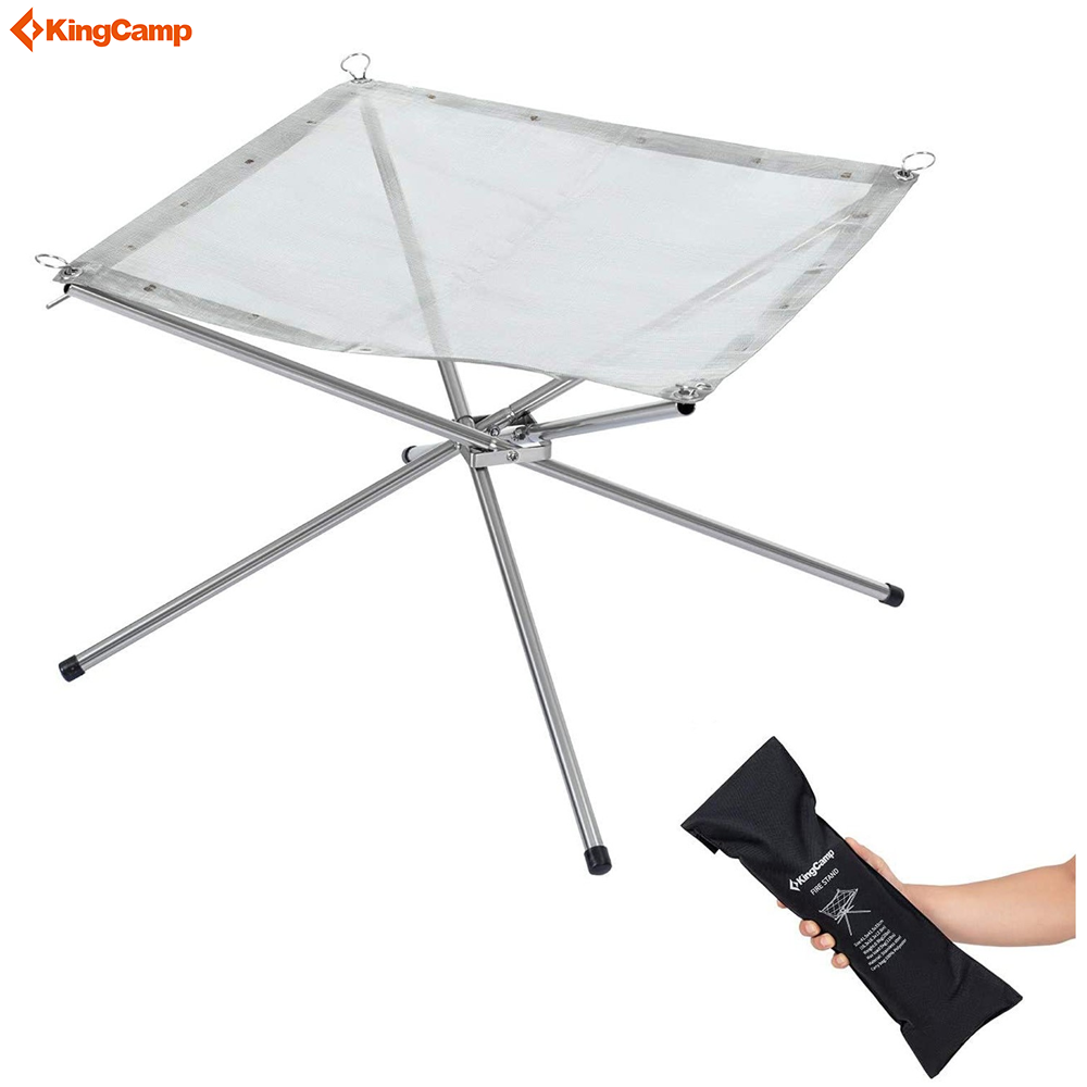 KingCamp Stainless Steel Mesh Fireplace, Fire Pits for Outside, Halloween Bonfire Stand with Stainless Steel Mesh Collapsible Wild Travel Wood Burning Accessories, Portable Campfire for Autum
